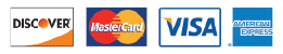 We Accept Discover, Mastercard, Visa, and American Express
